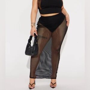 NWT FASHION NOVA DESERT HILLS FISHNET MAXI SKIRT BLACK 2X